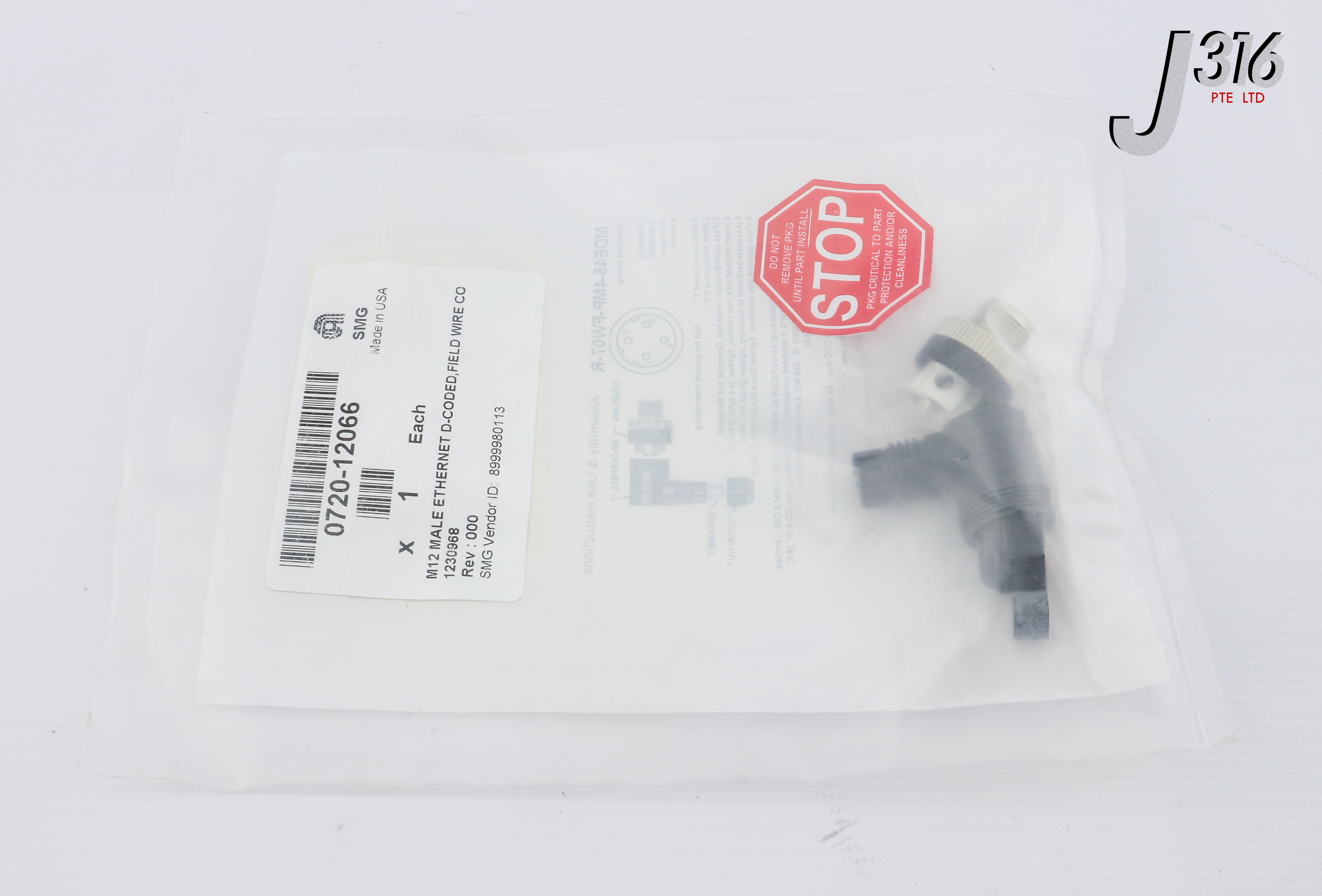 26221 APPLIED MATERIALS M12 MALE ETHERNET D-CODED, FIELD WIRE CO